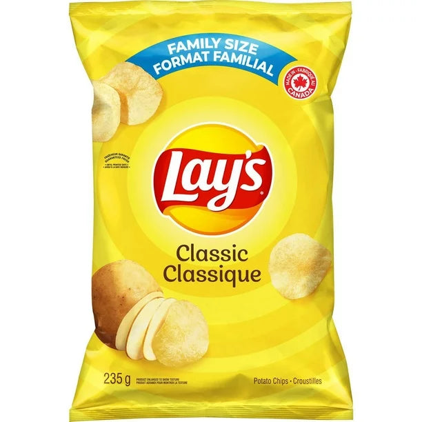 3X Lay's Classic Potato Chips, 235g - From Canada