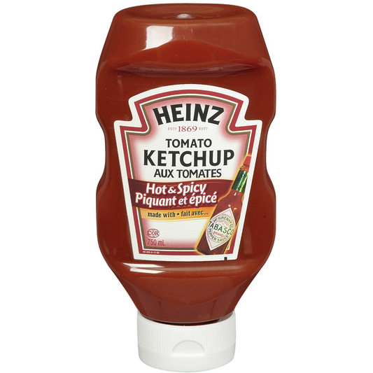 Heinz Hot & Spicy Ketchup with Tabasco, 750ml/ 26 oz. Bottle - From Canada