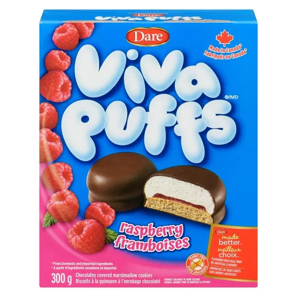 Viva Puffs Raspberry Cookies, Dare 300g x3 Canadian FRESH