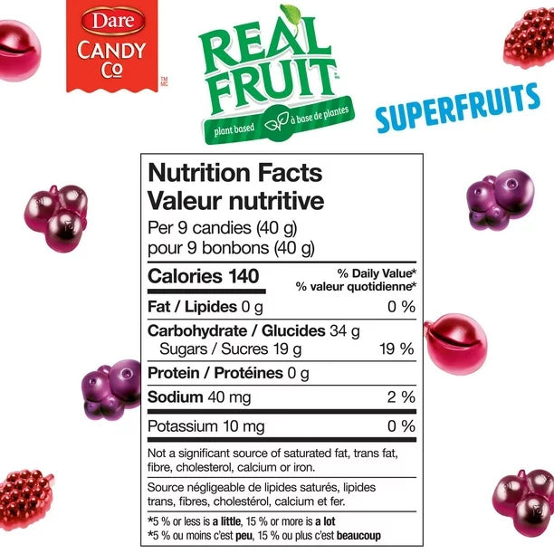 Dare Real Fruit Gummies Superfruits 4 bags x 180g each Canadian Fresh