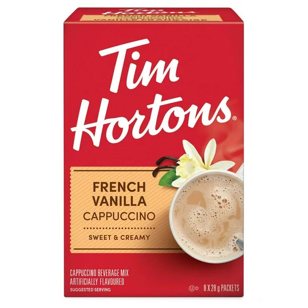 1 x Tim Hortons French Vanilla Cappuccino Mix 8 x 28g Packets Canada FRESH