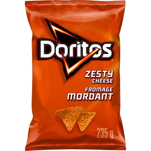 2 Pack of Doritos Tortilla Chips Zesty Cheese Size 235g Canada FRESH