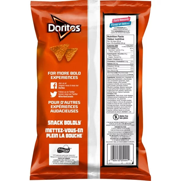 2 Pack of Doritos Tortilla Chips Zesty Cheese Size 235g Canada FRESH