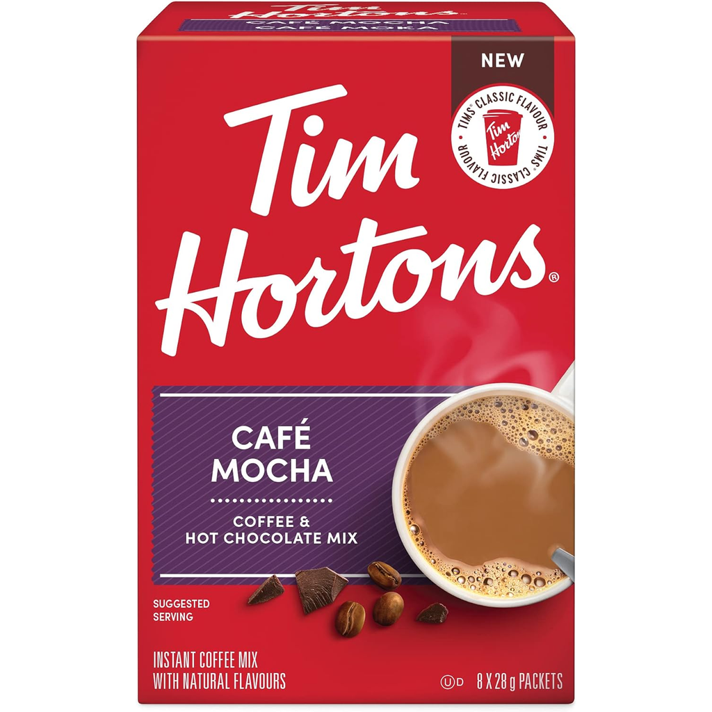 Tim Hortons Cafe Mocha Coffee & Hot Chocolate Mix 8 x 28g Packets Canada FRESH