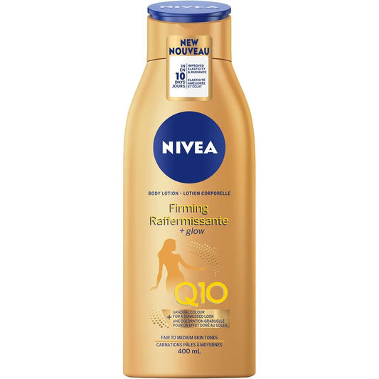 2x NIVEA Q10 Firming+Glow Body Lotion 13.5oz Gradual Sunkissed Fair-Medium 400ml