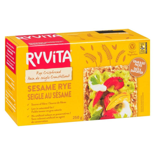 4 Boxes of Ryvita Sesame Whole Grain Rye Crispbread 250g Each - Free Shipping