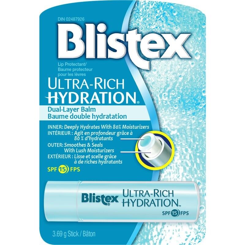 6x Blistex Ultra Rich Hydration Dual Layer Lip Balm SPF 15 HTF BNIB -From Canada