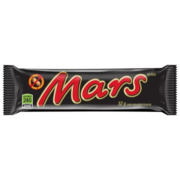 12 MARS Peanut Free Chocolate Candy Bar Full Size Bar 52g EACH From Canada