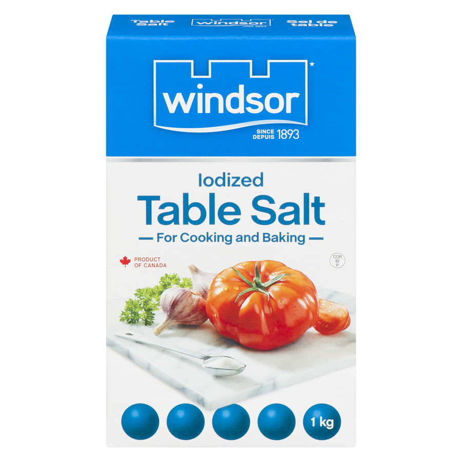 WINDSOR Iodized Table Salt 1 KG/35.3oz. {Imported from Canada}