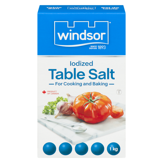 WINDSOR Iodized Table Salt 1 KG/35.3oz. {Imported from Canada}