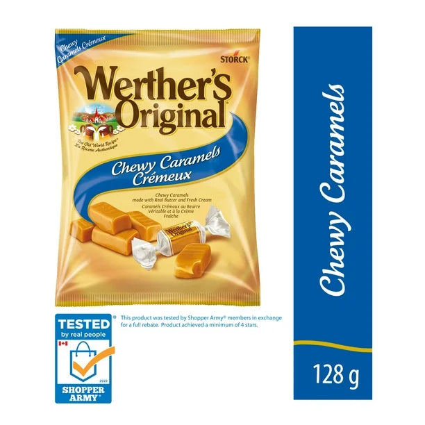 Werther's Original Chewy Caramels Candy, 128g/4.5oz, (Imported from Canada)