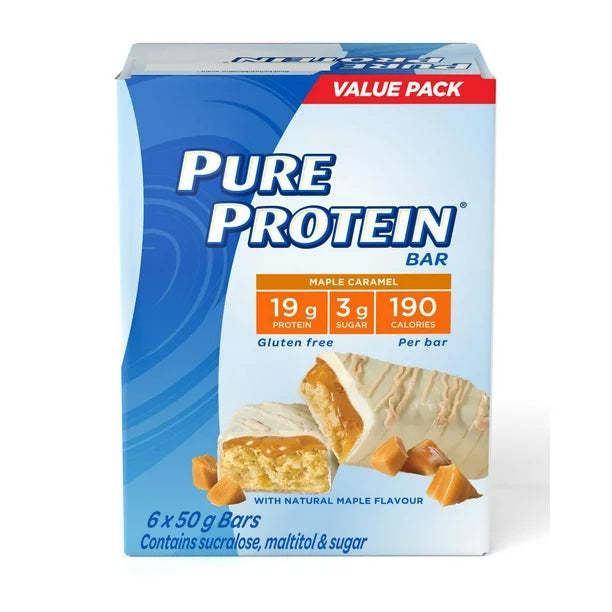 Pure Protein Maple Caramel 6x50G Bars Value Pack x 6 Boxes Canada FRESH