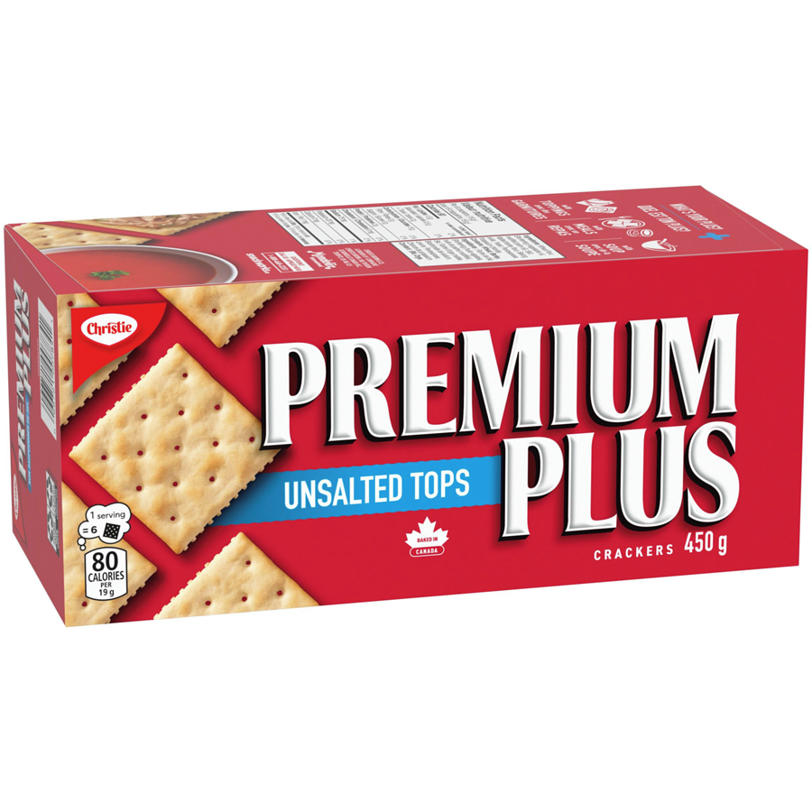 1x Box Christie Premium Plus Crackers Unsalted Tops 450g FRESH CANADA