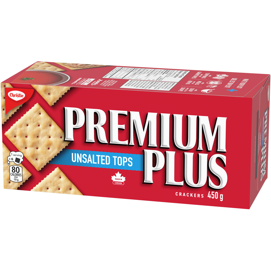 1x Box Christie Premium Plus Crackers Unsalted Tops 450g FRESH CANADA