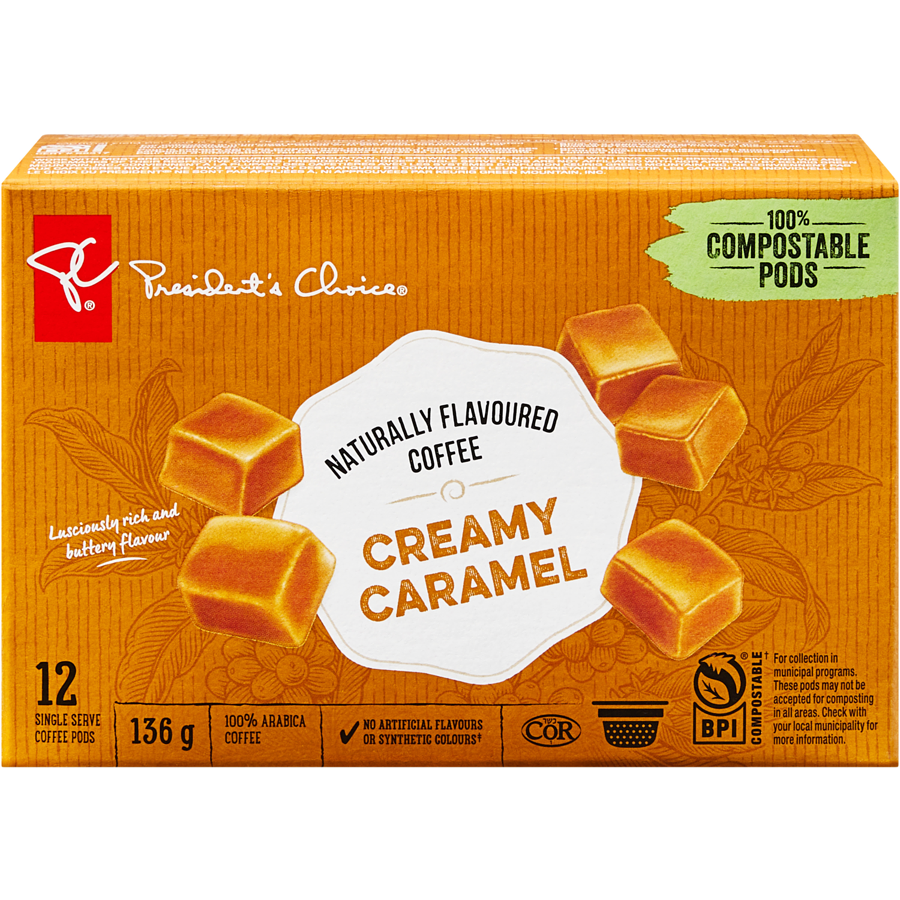 President's Choice PC Creamy Caramel Flavored Coffee (Keurig) 12 Pods Canada