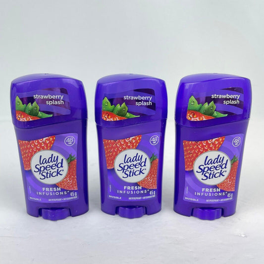 3x Lady Speed 45g Stick Strawberry Splash Fresh Infusions Deodorant