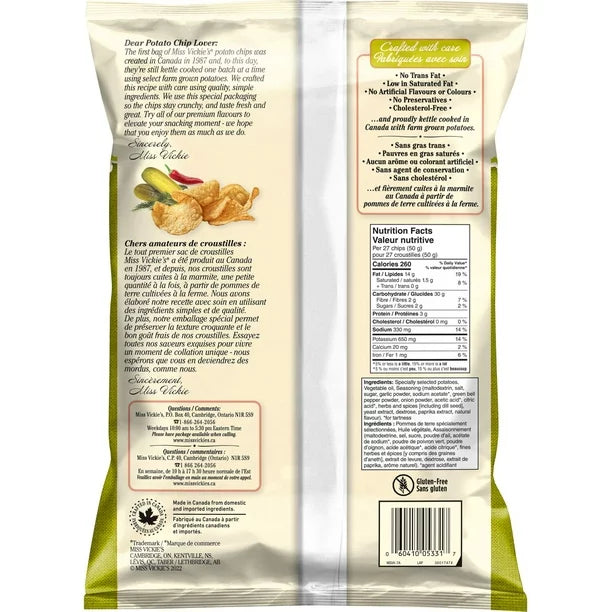 X4 Miss Vickies Kettle Cooked Potato Chips Spicy Dill Pickle 200g bags CANADIAN