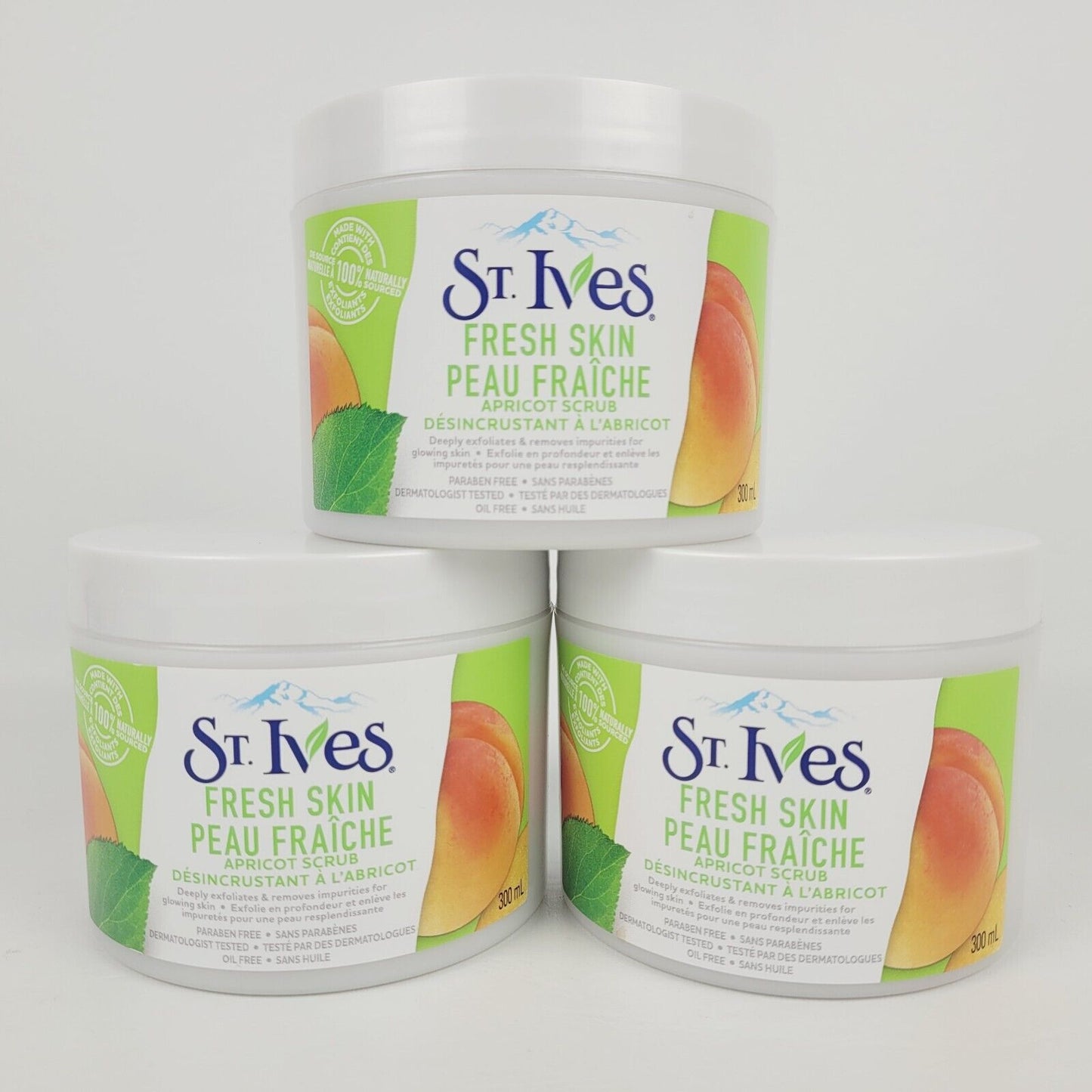 3x St. Ives 10 oz Fresh Skin Apricot Face Scrub 100% Natural