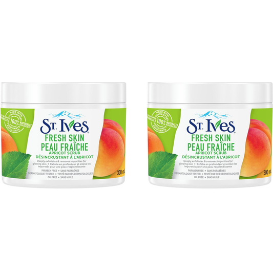 2x St. Ives Fresh Skin Exfoliating Apricot Scrub 10oz 300ml Jar Tub FROM CANADA