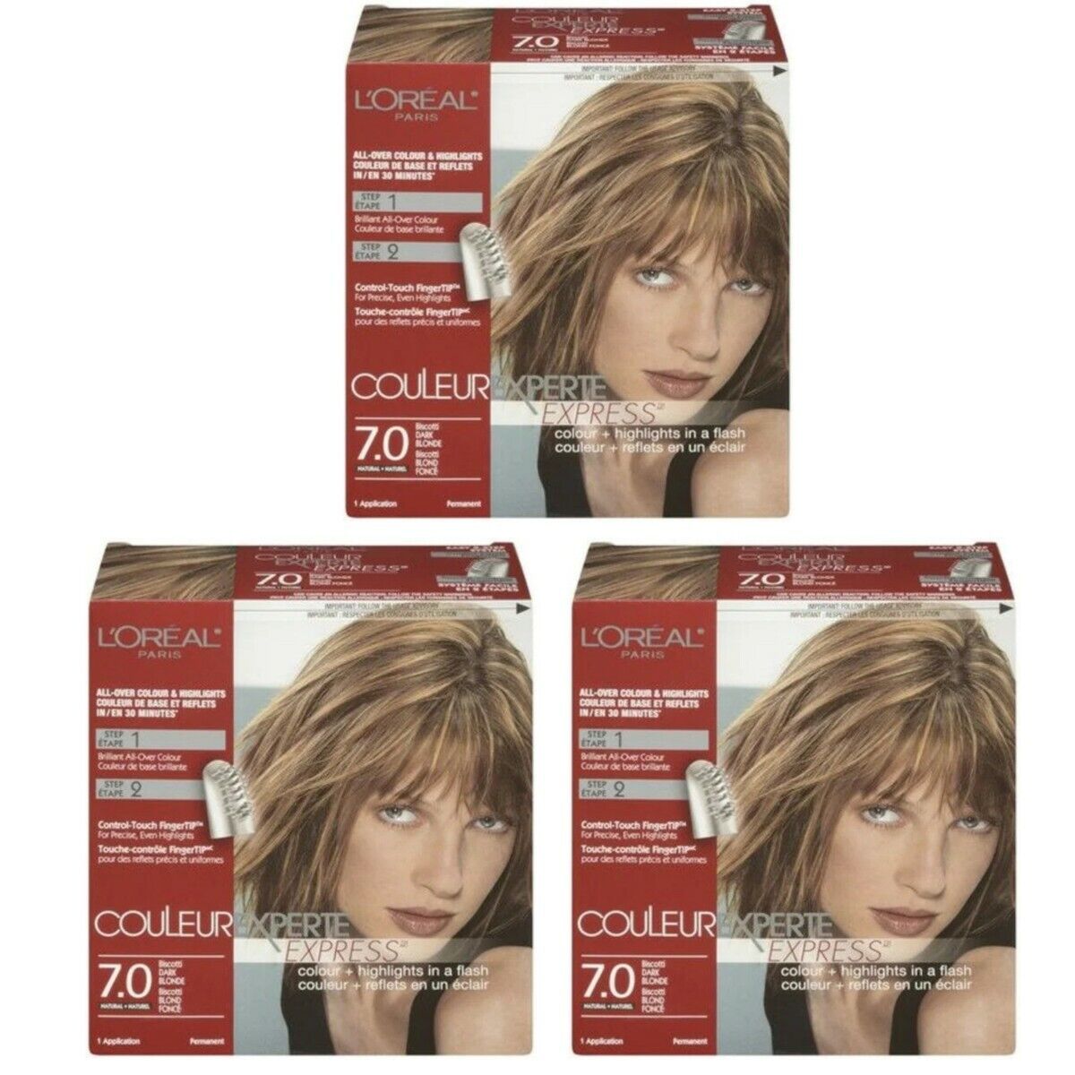 Pack of 3 L’Oreal 7.0 Biscotti Dark Blonde Couleur Experte Express Hair Color