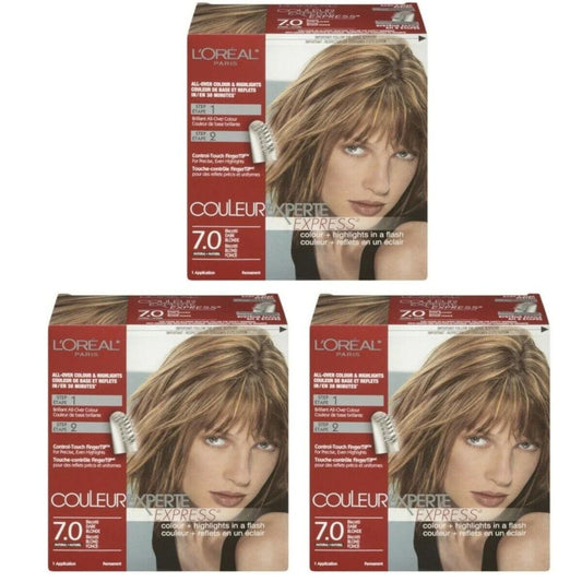 Pack of 3 L’Oreal 7.0 Biscotti Dark Blonde Couleur Experte Express Hair Color