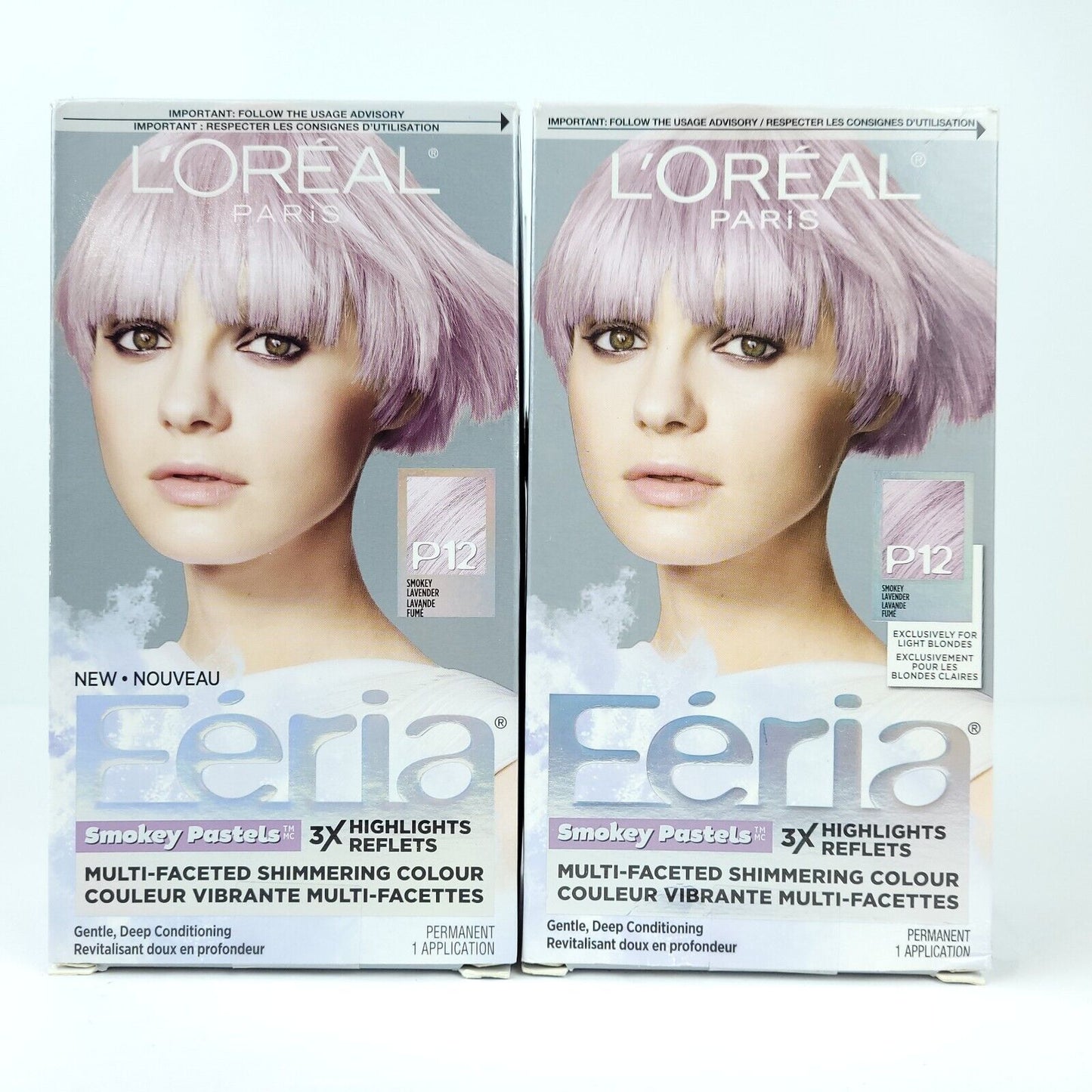 2x Loreal Feria P12 Lavender Dusk Smokey Hair Color Dye Pastels