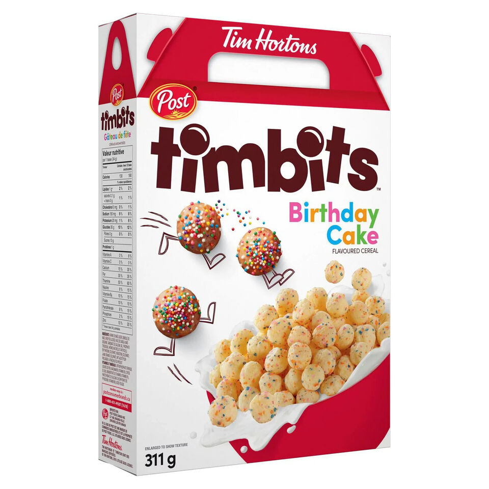 2X Tim Hortons Post Timbits Birthday Cake Cereal 311g Canada FRESH