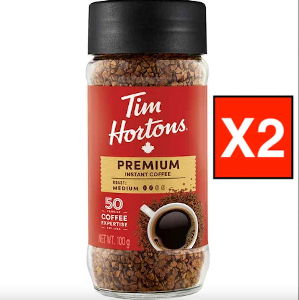 2X Tim Hortons Premium Instant Coffee Medium 100g /3.5oz EACH -Canada FRESH