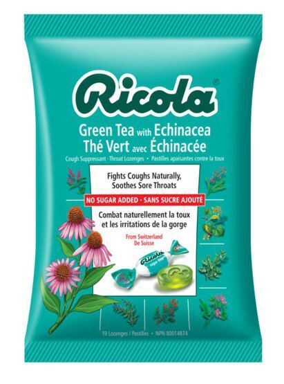 3 PACK Ricola Green Tea with Echinacea Cough Suppressant Throat Drops