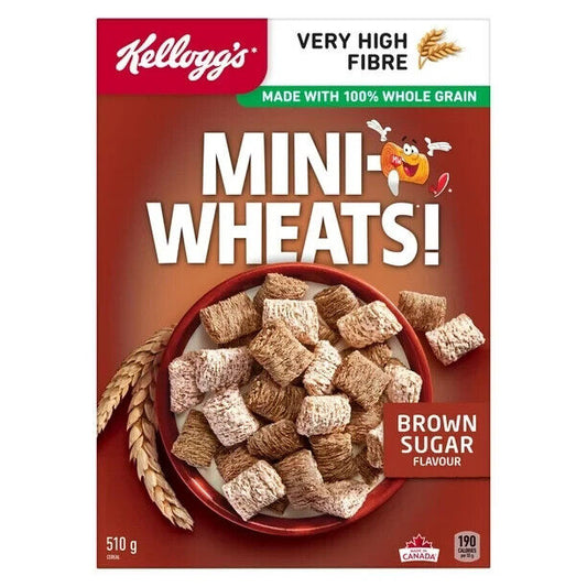 2x Boxes Kellogg's Mini-Wheats Brown Sugar Cereal 510g Canada FRESH