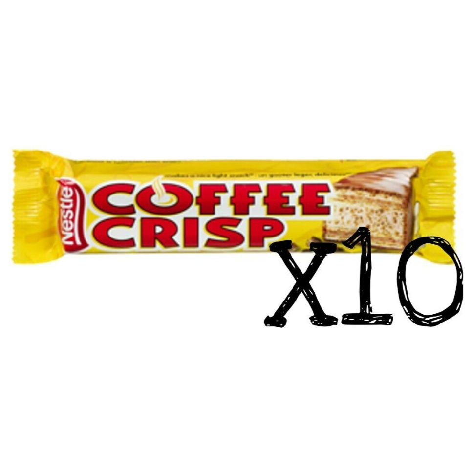 10 Coffee Crisp Chocolate Bars Full Size 50g Each NESTLE Canada FRESH DELICIOUS