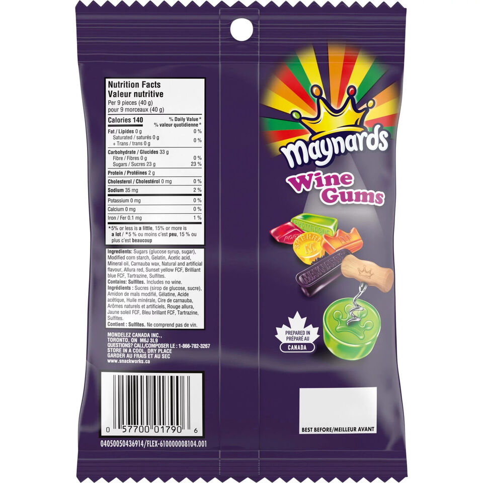 Maynards Wine Gums Gummy Candy 154g Bag Canadian FRESH FROM CANADA