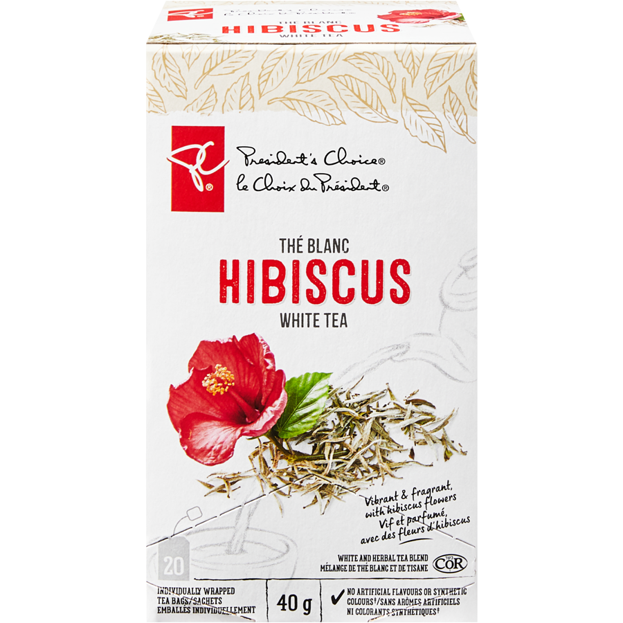 3x President's Choice Hibiscus White Tea (40g) - Canada FRESH