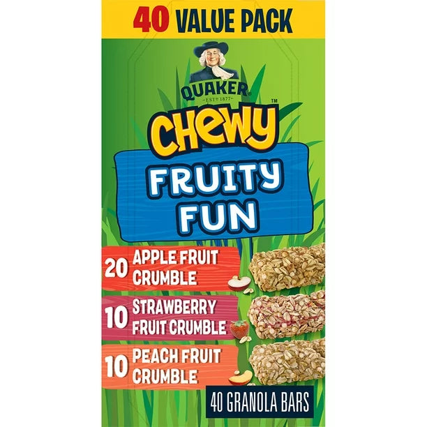 Quaker Chewy Fruity Fun Granola Bars, Peanut Free 40-Count Fresh Canada