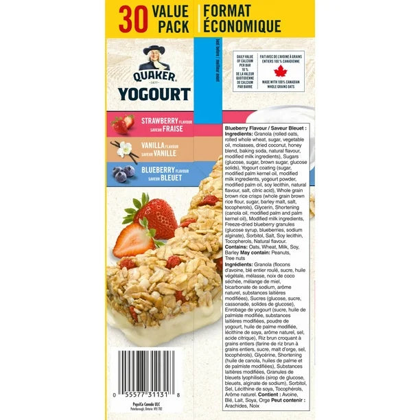 Quaker Chewy Harvest Granola Bars, Yogourt - 3 Flavors 30 bars