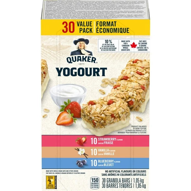 Quaker Chewy Harvest Granola Bars, Yogourt - 3 Flavors 30 bars