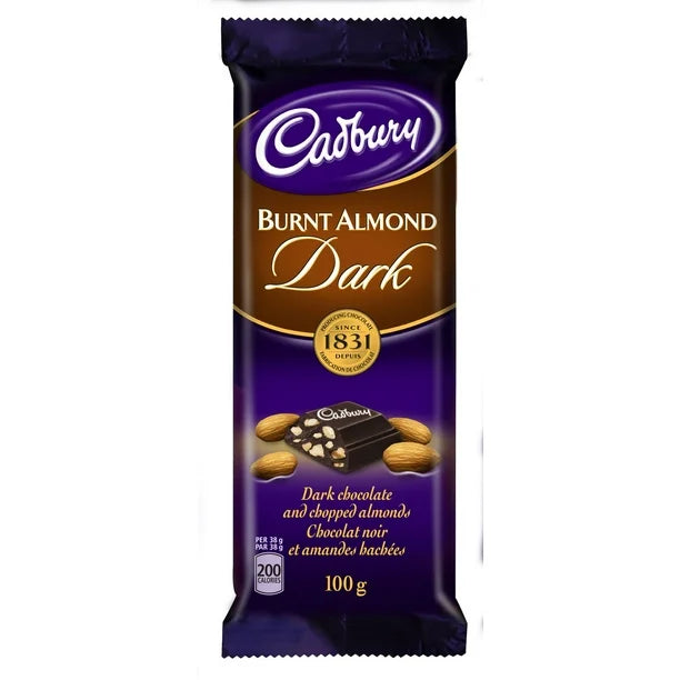 12x Cadbury Premium Dark Burnt Almond Canadian Chocolate Bar 3.5oz 100g Fresh