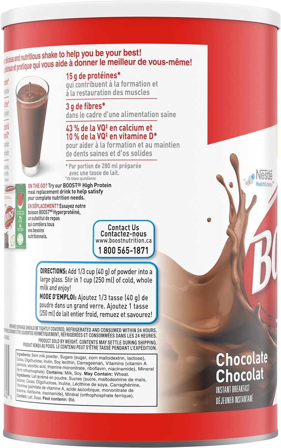 Boost Powder Chocolate Instant Breakfast Drink Mix 31oz 880g Canister Canada