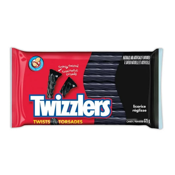 3x Twizzlers Strawberry Black Licorice Candy 375 Gram Bag NEW SEALED