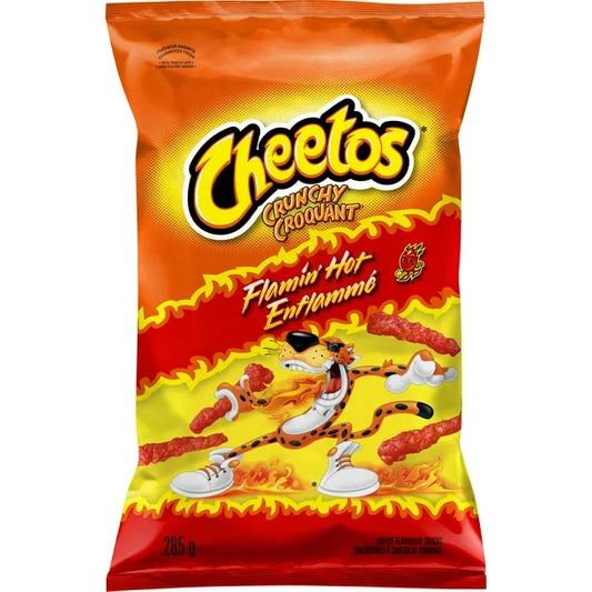 Cheetos Flamin' Hot Crunchy Cheese Flavored Snacks 10 oz {Import From Canada}