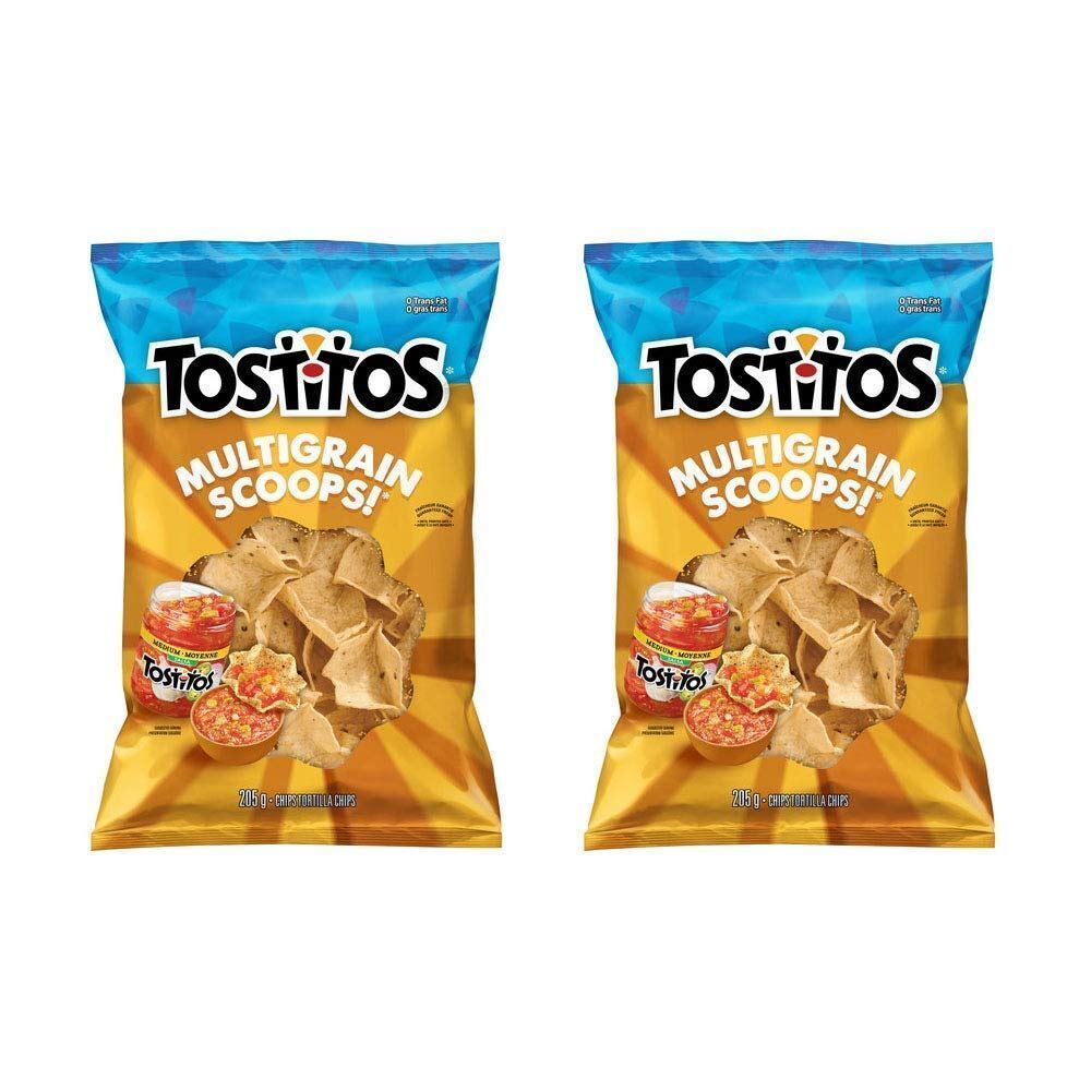 2 Bags Tostitos Multigrain Scoops Tortilla Chips 205g/7.2oz Each