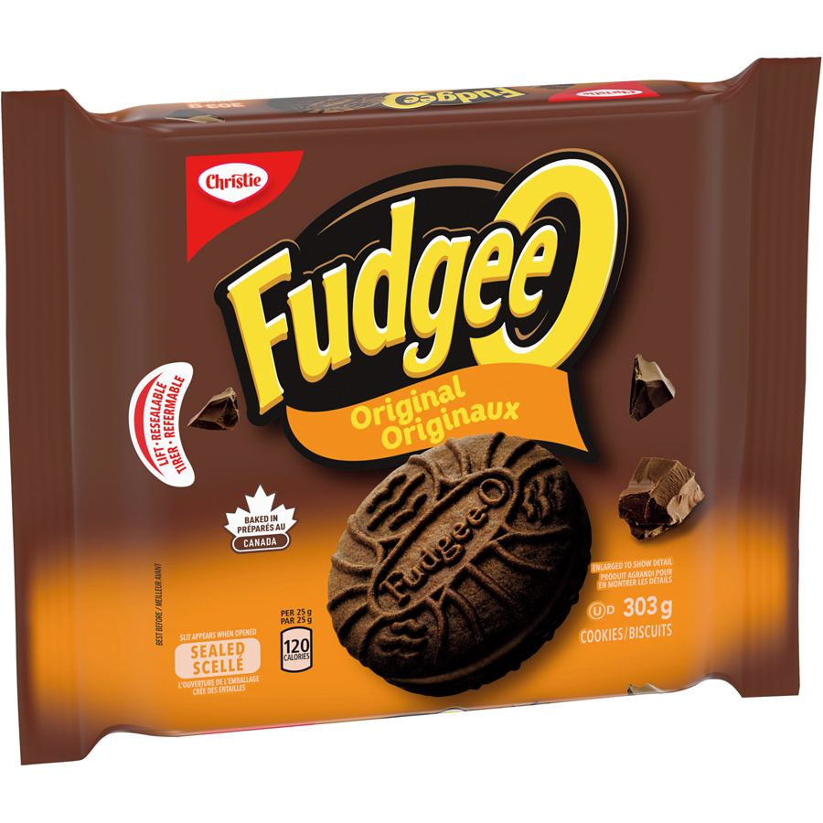 6 Packs Fudgee-O Original Cookies Resealable Pack 303g Each