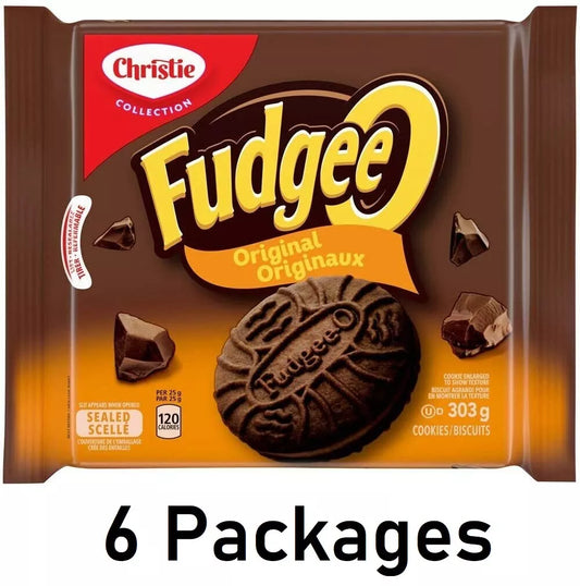 6 Packs Fudgee-O Original Cookies Resealable Pack 303g Each