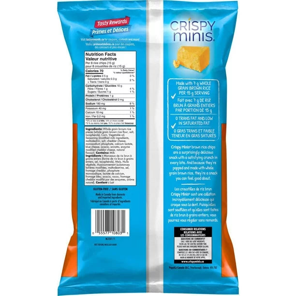 12 Bags Quaker Crispy Minis Cheddar Rice Cakes 100g/3.5oz Each- From Canada