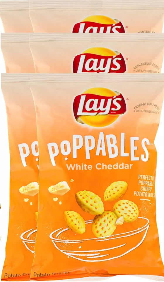 6 Bags Lay's Poppables White Cheddar Poppable Crispy Potato Bites 130g Each