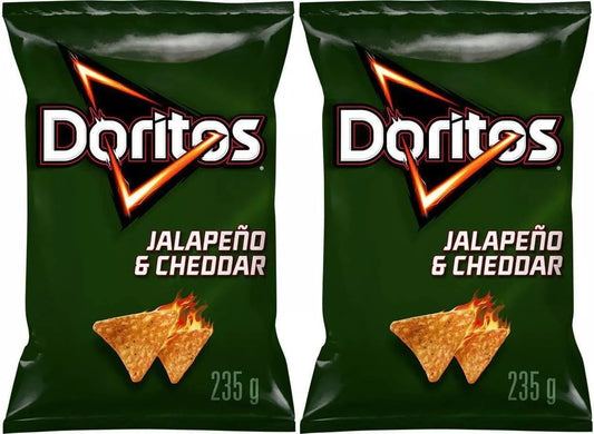 Doritos Jalapeno and Cheddar Tortilla Chips 235g Each 2 Bags