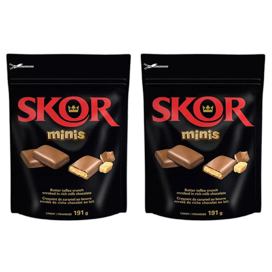 Skor Chocolate Candy Bar Minis, 191g/7oz Each 2 Pouches