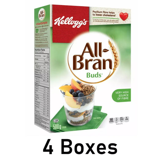 Kellogg's All-Bran Buds Cereal 500g Each 4 Boxes - From Canada