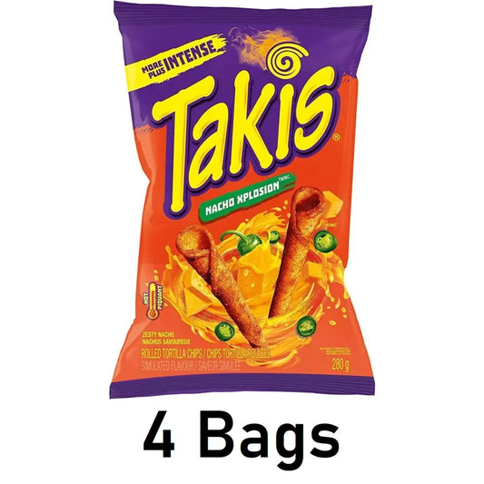 4 Bags Takis Zesty Nacho Cheese Rolled Tortilla Chips 280g/9.8oz Each- Canada