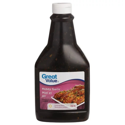 Great Value Honey Garlic Sauce 750mL/25.4oz Bottle - Imported from Canada